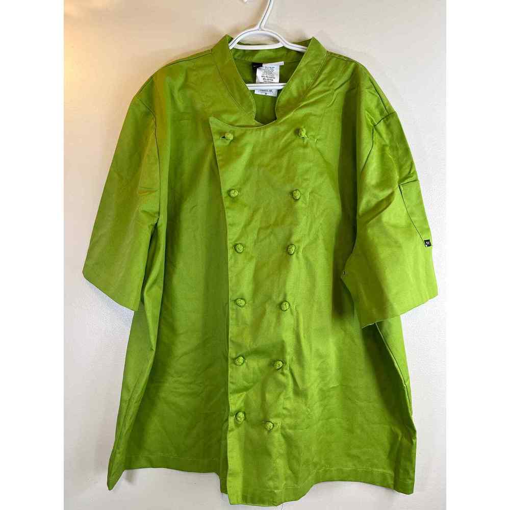 Chef Uniforms Coat 3X Lime Green Short Sleeve Arm Pocket Double Breasted